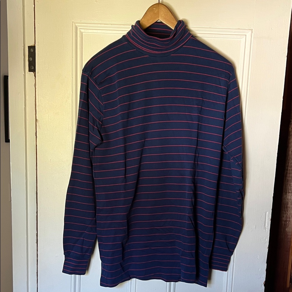L.L. Bean Men's Turtleneck - Navy with Red Stripes